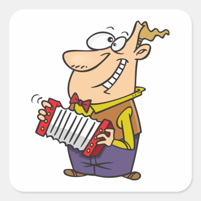 Man Playing The Accordion Square Sticker (Front)