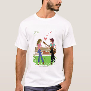 Man playing the guitar with a woman beside her T-Shirt