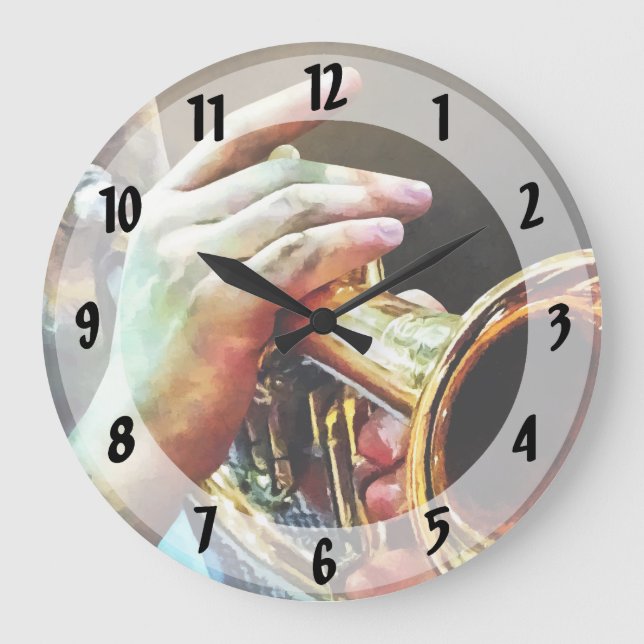 Man Playing Trumpet Large Clock (Front)