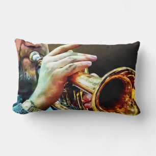 Man Playing Trumpet Lumbar Pillow