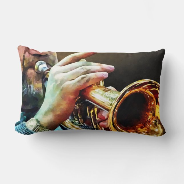 Man Playing Trumpet Lumbar Pillow (Front)