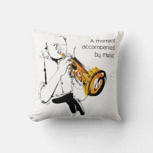 Man playing trumpet throw pillow
