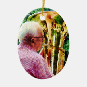 Man Playing Tuba Ceramic Ornament