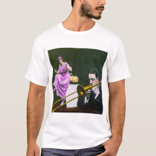 Man plays trombone Flapper  dances on table T-Shirt