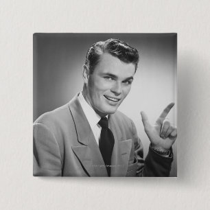 Man Pointing 2 Inch Square Button