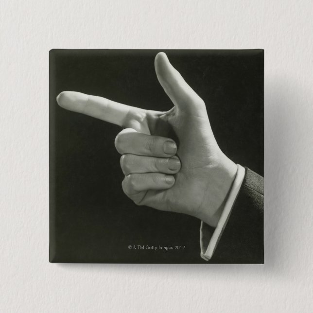 Man Pointing 2 Inch Square Button (Front)