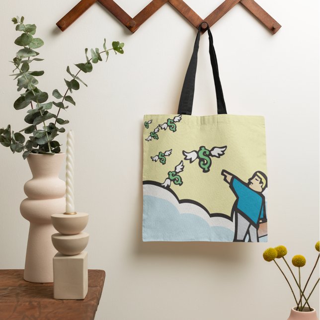 Man Pointing At Money With Wings Tote Bag (Creator Uploaded)