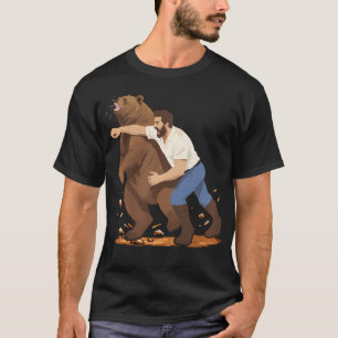 Man Punching Bear Funny Wilderness T-Shirt