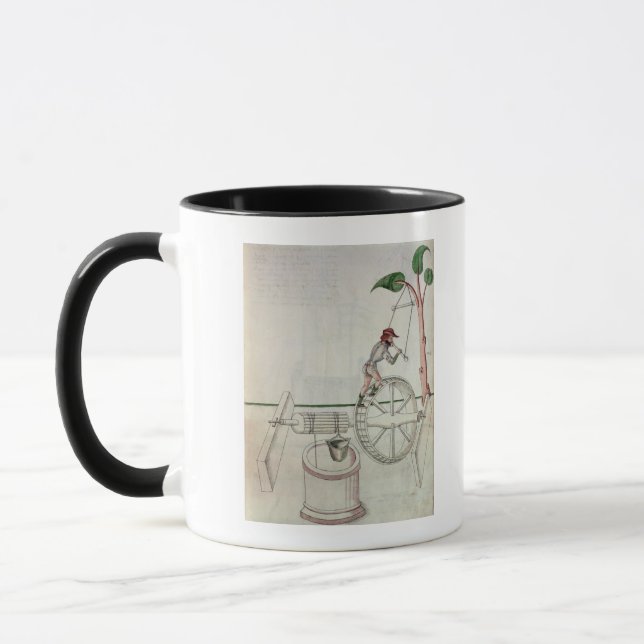 Man Putting into Motion a Wheel-Driven Well Mug (Left)