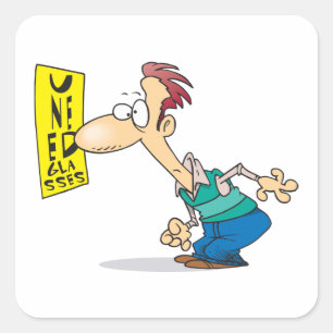 Man Reading An Eye Chart Square Sticker