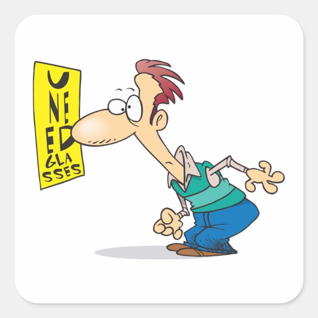 Man Reading An Eye Chart Square Sticker (Front)