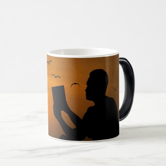 Man Reading Book Relax Alone Nature Sunset Magic Mug (Front Right)