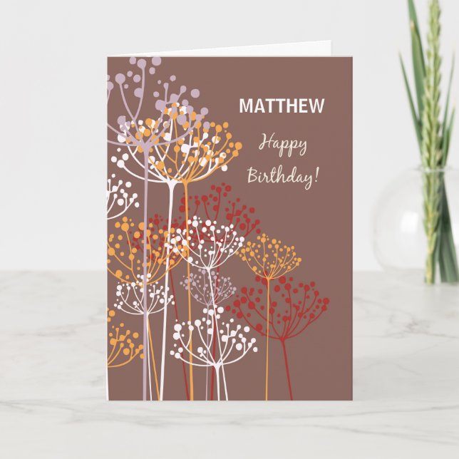 Man Religious Birthday Brown Wildflowers Card (Front)