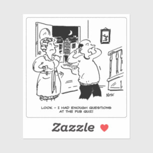 Man Returns Home from Pub Quiz Cartoon.