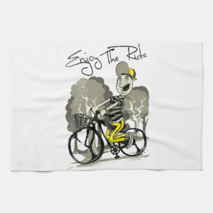 Man riding bike illustration kitchen towel