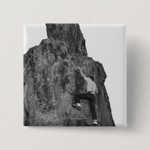 Man Rock Climbing 2 Inch Square Button