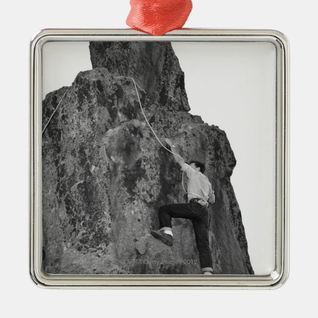 Man Rock Climbing Metal Ornament (Front)
