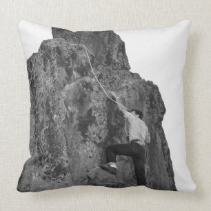 Man Rock Climbing Throw Pillow