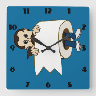 man rolled in toilet paper clock