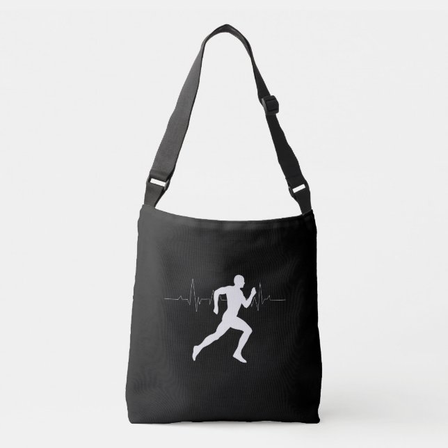 Man Running Runners Silhouette Black Crossbody Bag (Front)