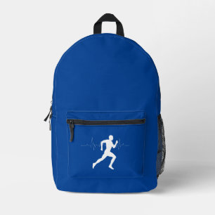 Man Running Runners Silhouette Deep Blue Printed Backpack