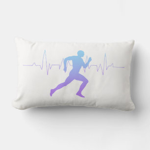 Man Running Runners Silhouette Gradient Heartbeat  Lumbar Pillow