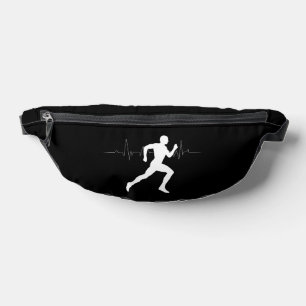 Man Running Runners Silhouette HeartBeat Line  Fanny Pack