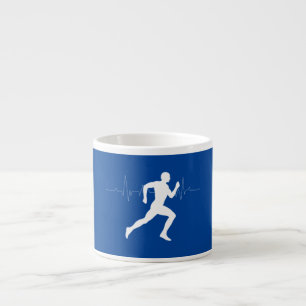 Man Running Runners Silhouette on Blue Background  Espresso Cup