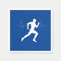Man Running Runners Silhouette on Blue Background