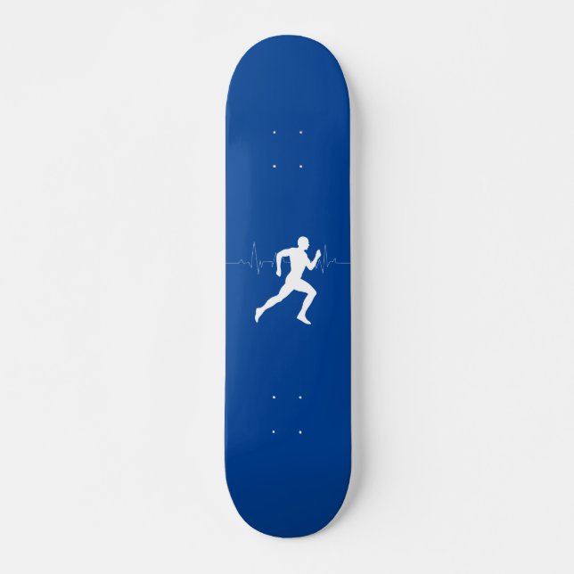 Man Running Runners Silhouette on Blue Background Skateboard (Front)