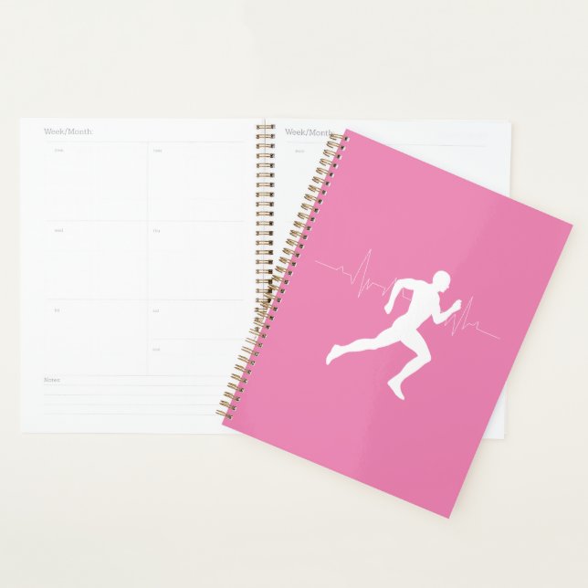 Man Running Runners Silhouette on Pink Background Planner (Display)