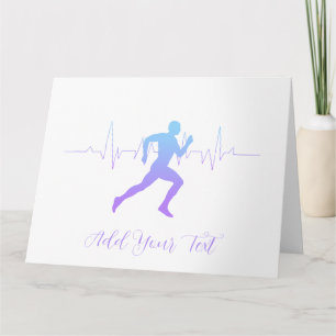 Man Running Silhouette Gradient & Heartbeat Line   Card