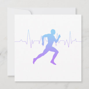 Man Running Silhouette Gradient & Heartbeat Line  Card