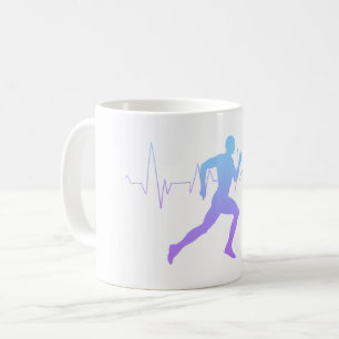 Man Running Silhouette Gradient & Heartbeat Line Coffee Mug