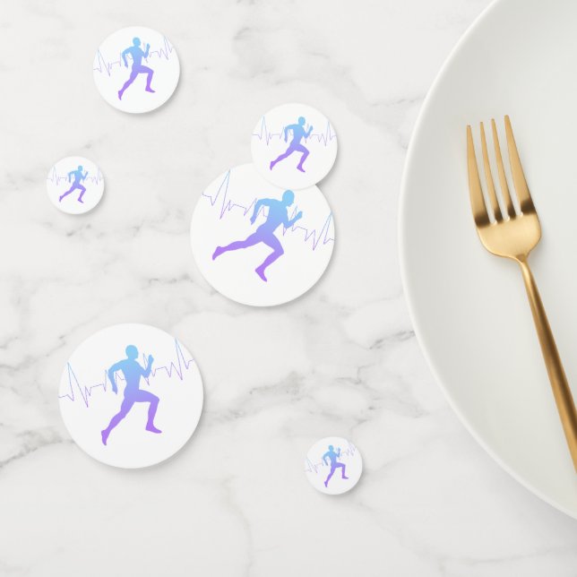 Man Running Silhouette Gradient & Heartbeat Line  Confetti (Group)