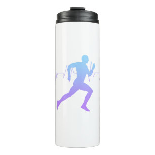 Man Running Silhouette Gradient & Heartbeat Line Thermal Tumbler