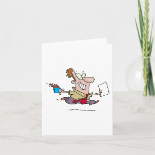 Man Running With Coffee Card