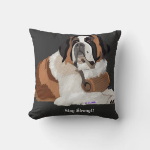 Man’s Best Friend, St. Bernard Stay Strong Throw Pillow