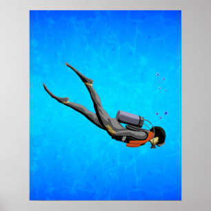Man SCUBA Diving Poster