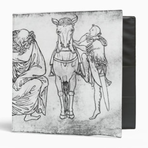 Man seated, Knight mounting his horse Binder