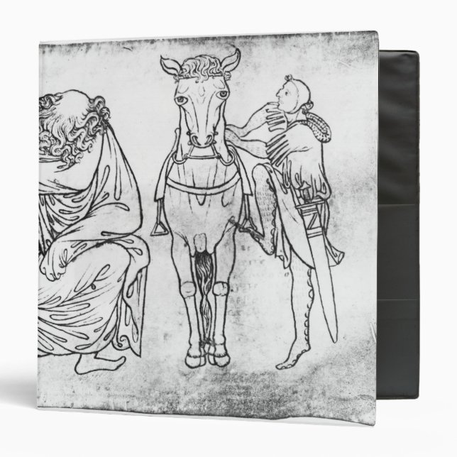 Man seated, Knight mounting his horse Binder (Front/Inside)
