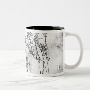 Man seated, Knight mounting his horse Two-Tone Coffee Mug