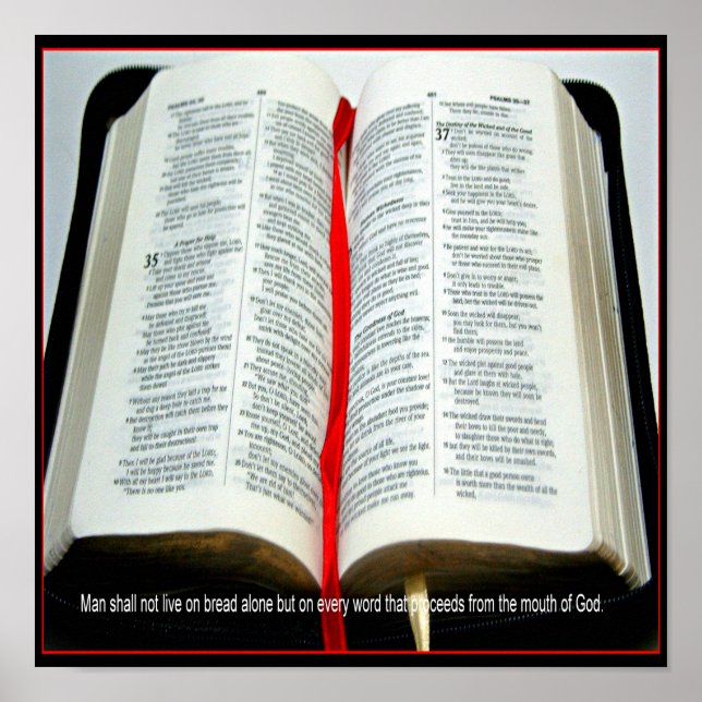 Man shall not live on bread Christian poster (Front)