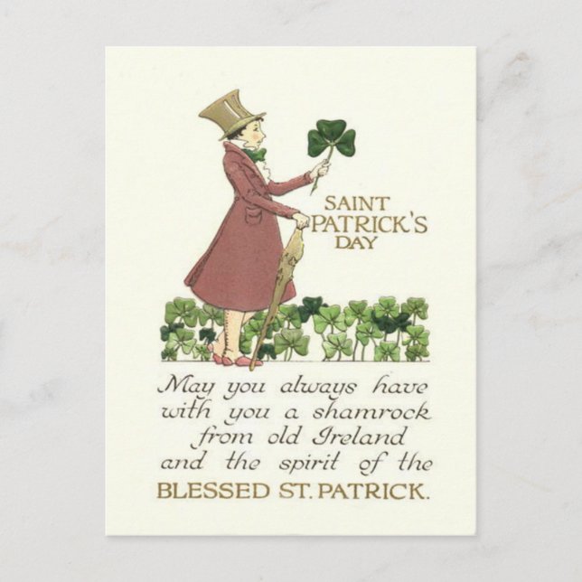 Man Shamrock Shillelagh Postcard (Front)