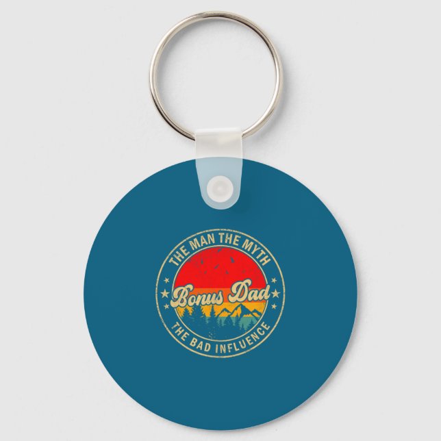 Man Shirt Bonus Dad Myth Bad Influence Keychain (Front)