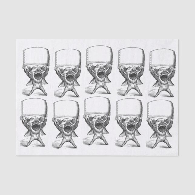 Man Shouting Holding Blank Sign Decoupage Collage Tissue Paper (Front)