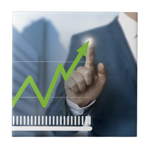Man showing stock price touchscreen concept tile