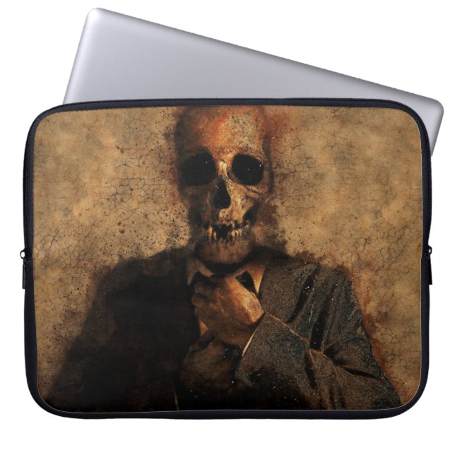 Man skull background texture death laptop sleeve (Front)
