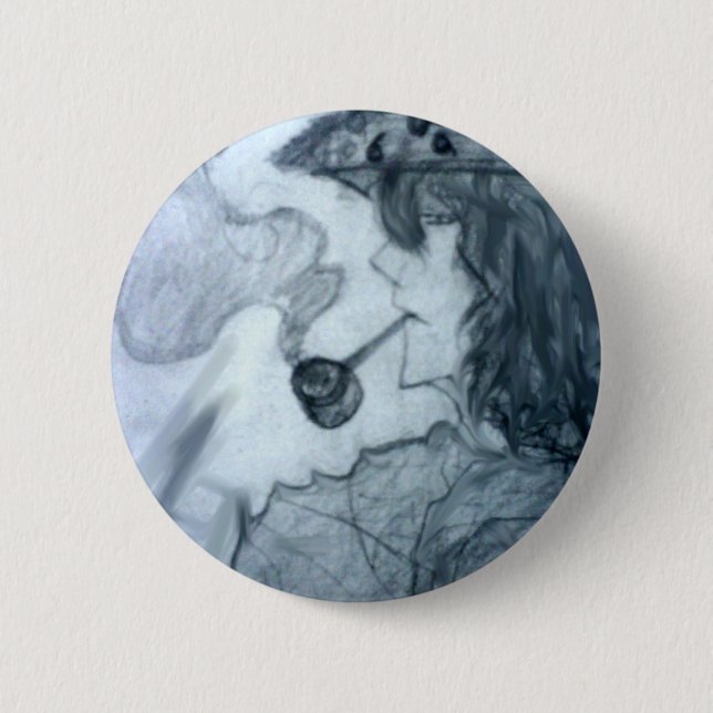 man smoking pipe manga anime 2 inch round button (Front)
