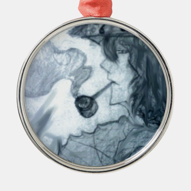 man smoking pipe manga anime metal ornament (Front)